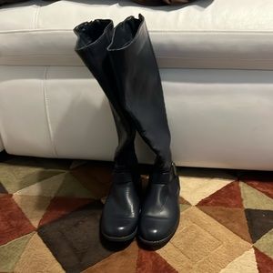 Navy blue tall, riding boots used